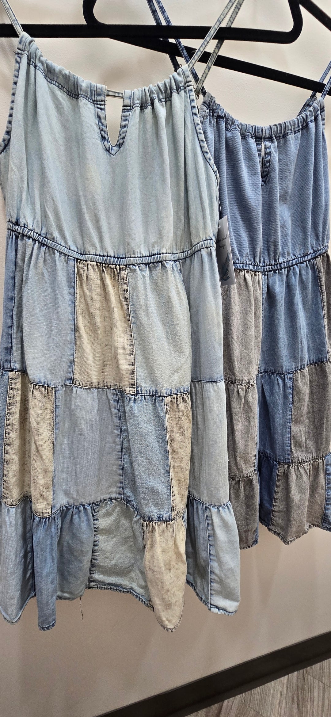 denim patch dress Amelia Tiered Denim Dress – Pixelated Boutique